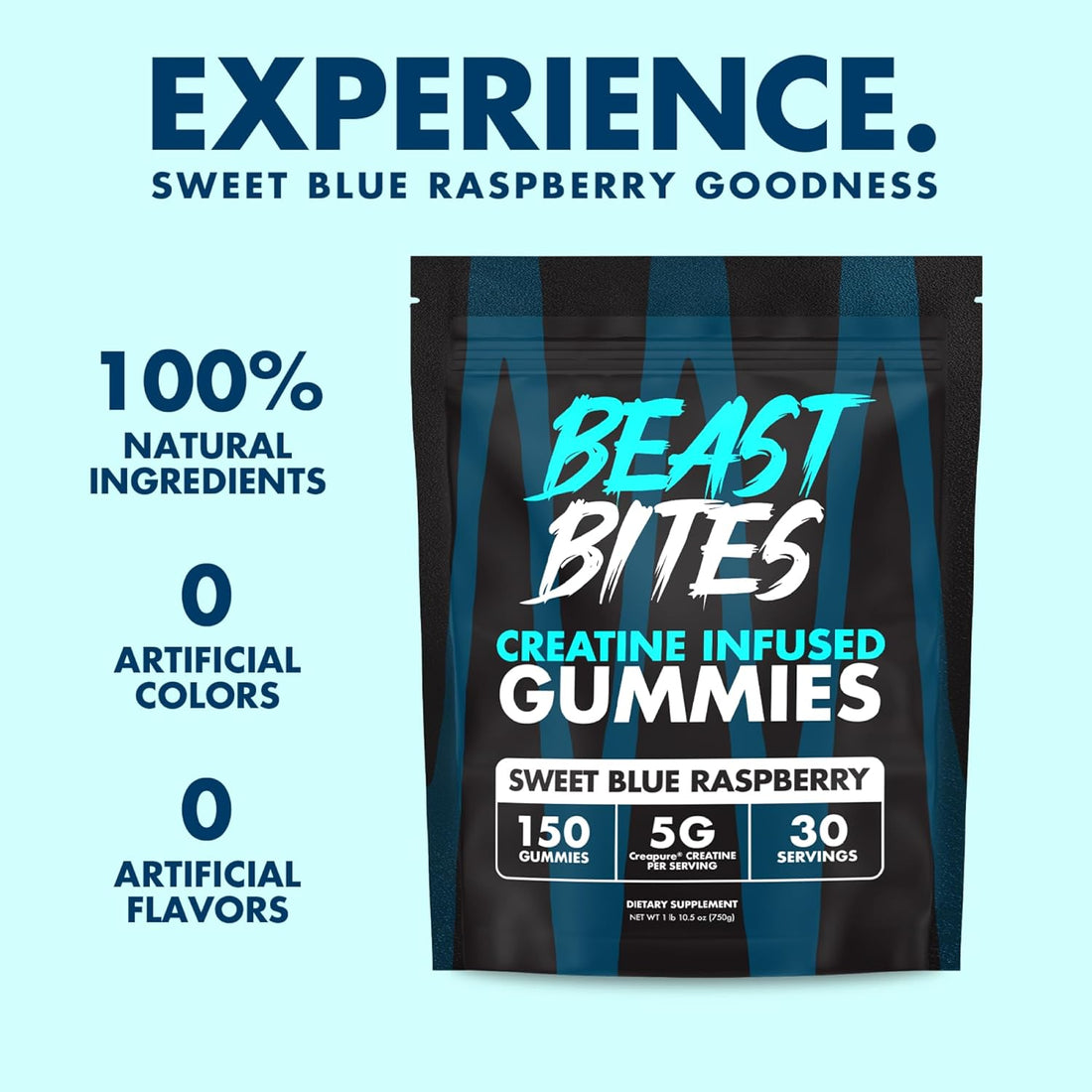 Blue Raspberry Creatine Gummies | 5g per Serving | Vegan & Made in USA